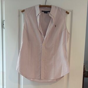 Ralph Lauren Light Pink Striped Button-Up Top